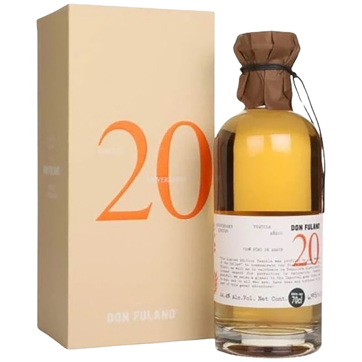 A bottle of Don Fulano 20th  Anniversary Añejo Tequila with a gift box