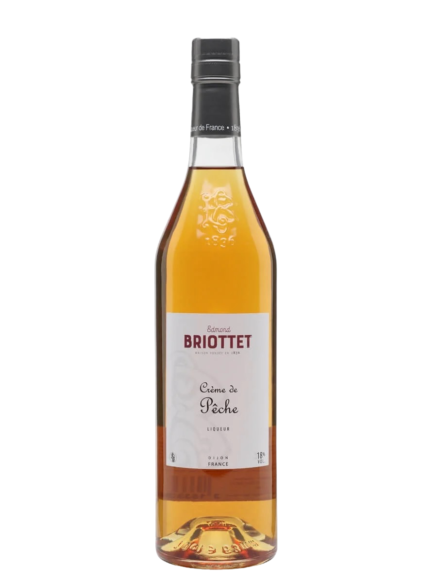 A bottle of Edmond Briottet Creme de Pêche