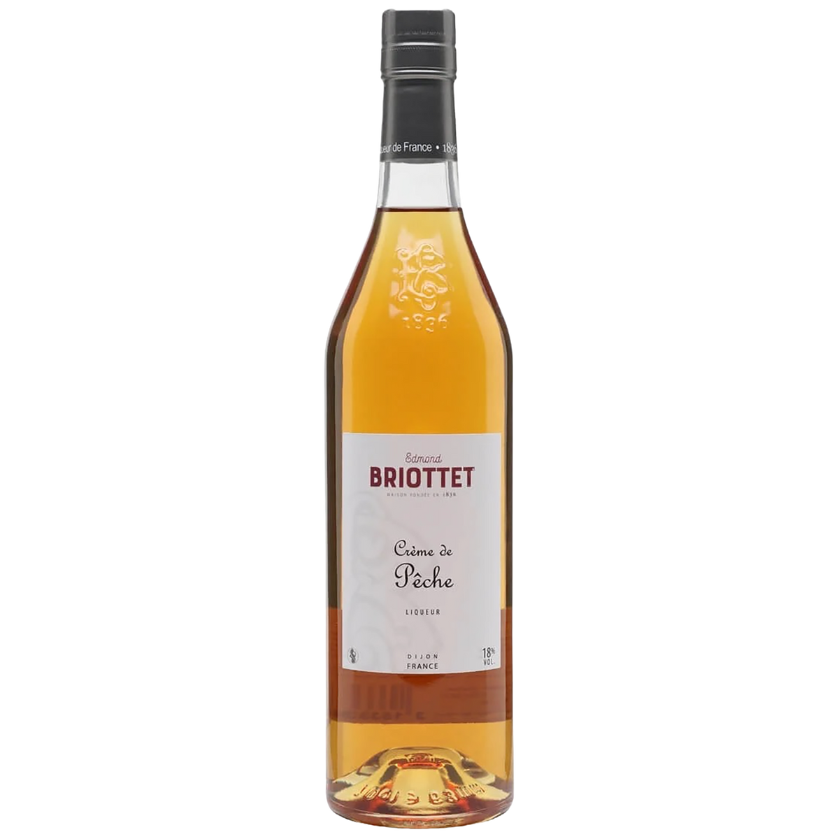 A bottle of Edmond Briottet Creme de Pêche