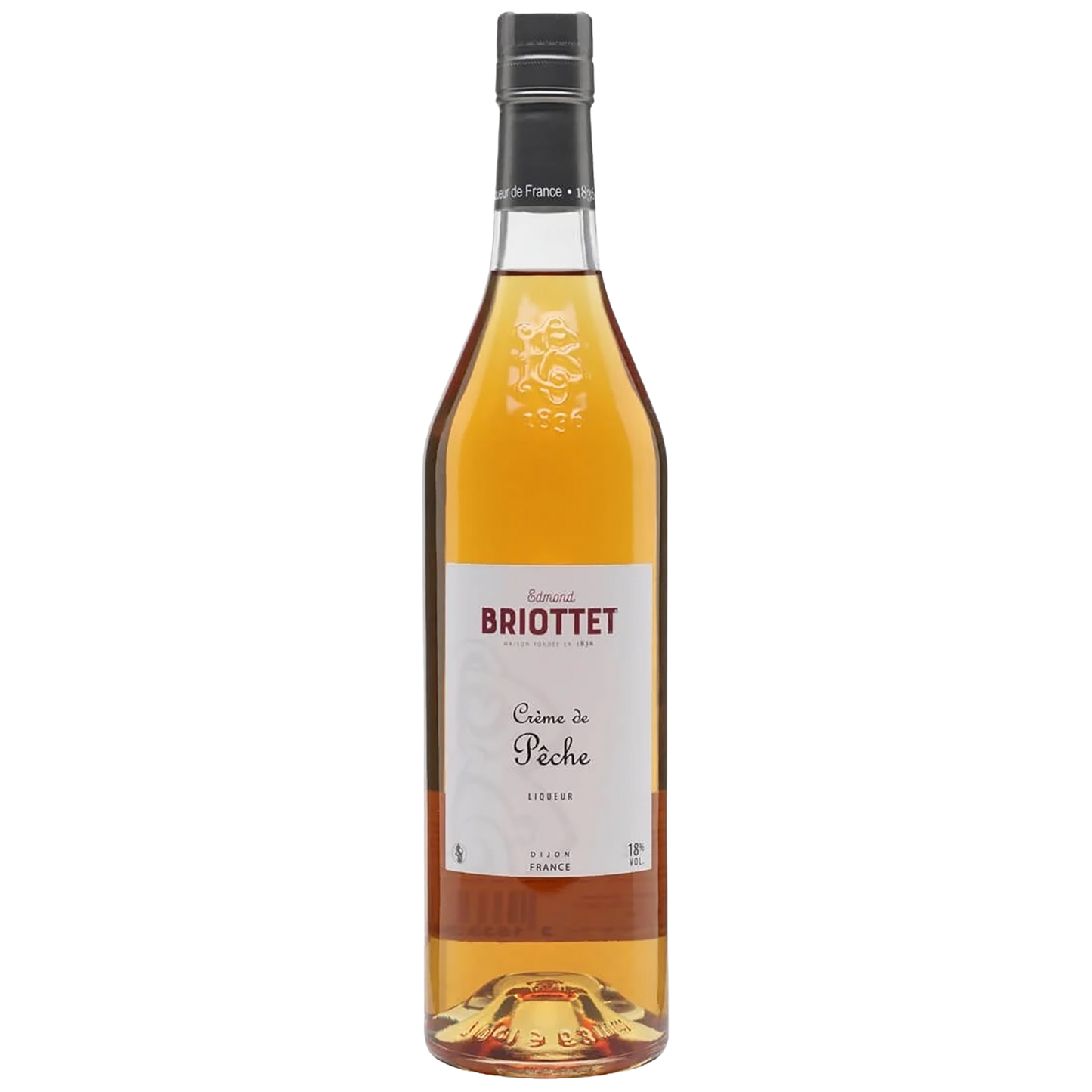 A bottle of Edmond Briottet Creme de Pêche