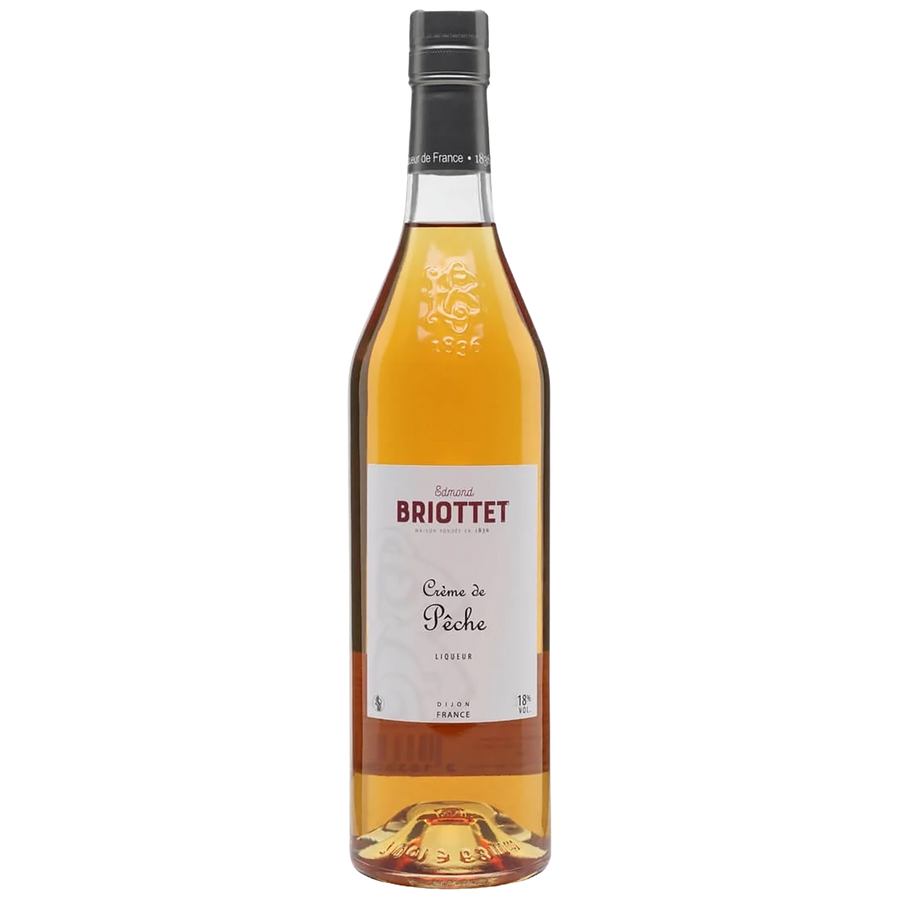 A bottle of Edmond Briottet Creme de Pêche