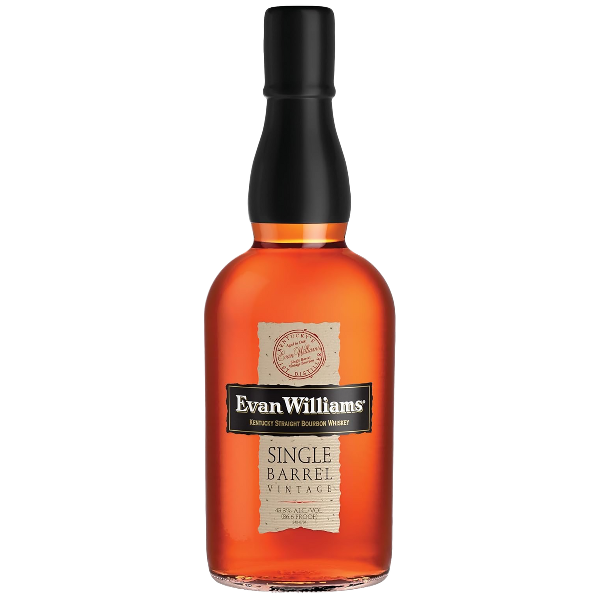 A bottle of Evan Williams Single Barrel 2017 Kentucky Straight Bourbon