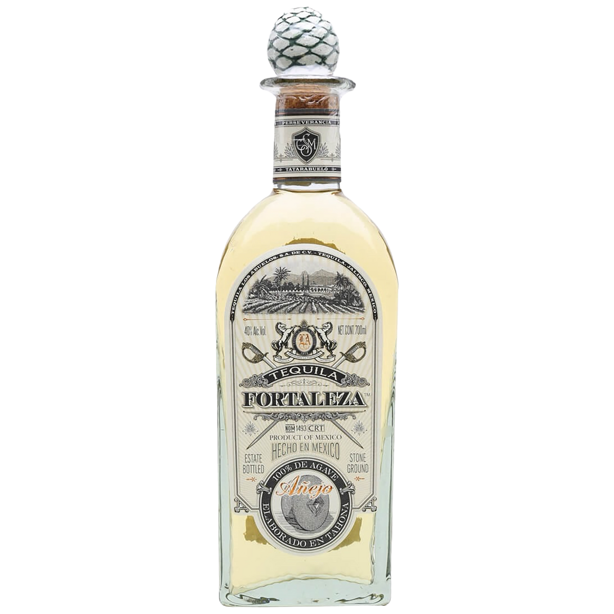 A bottle of Fortaleza Añejo Tequila