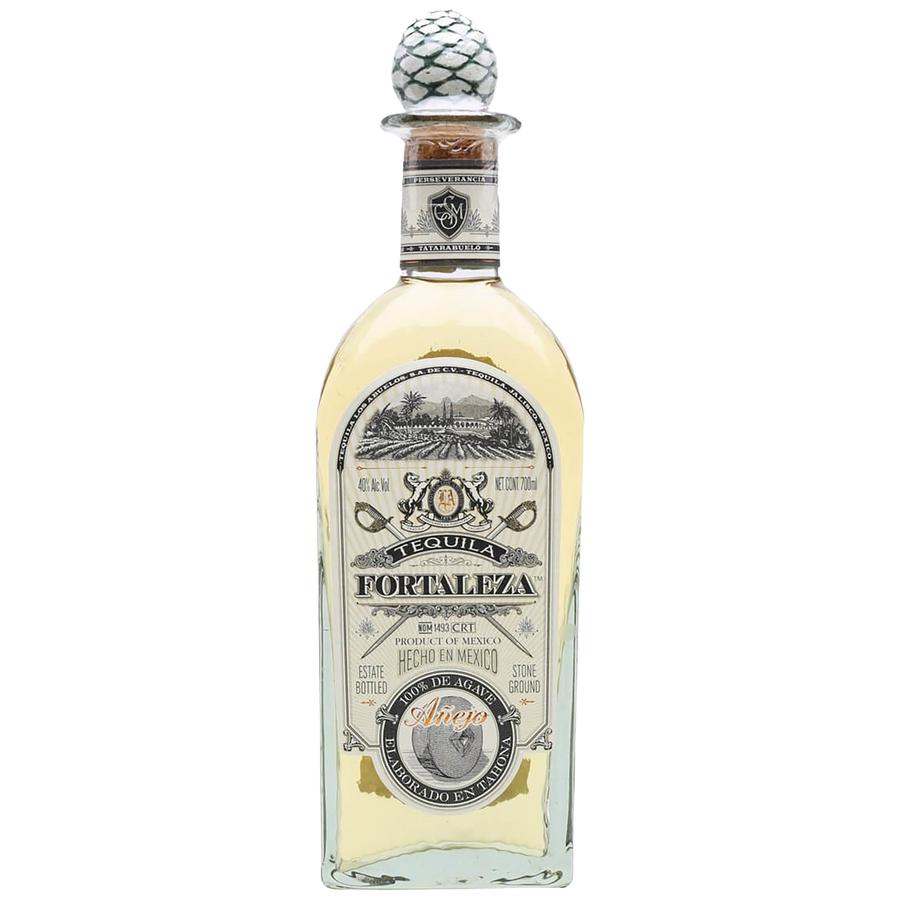 A bottle of Fortaleza Añejo Tequila