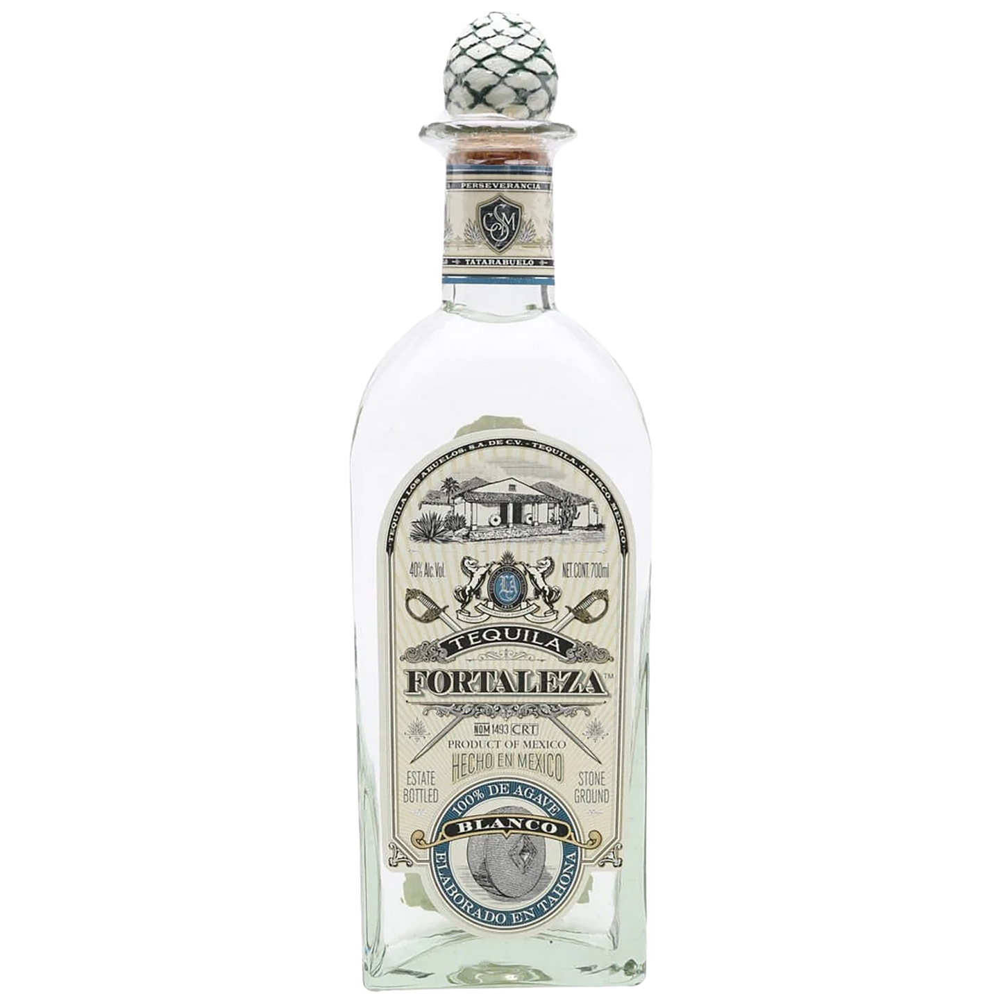 A bottle of Fortaleza Blanco Tequila
