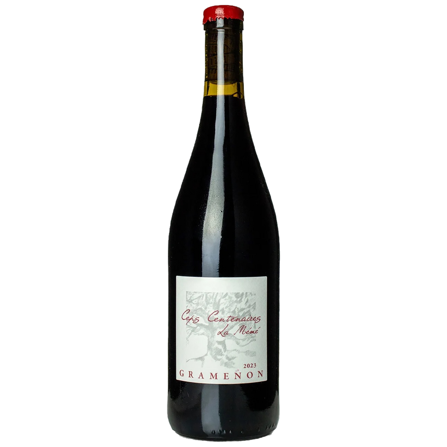 A bottle of Gramenon Ceps Centenaires La Mémé Côtes du Rhône