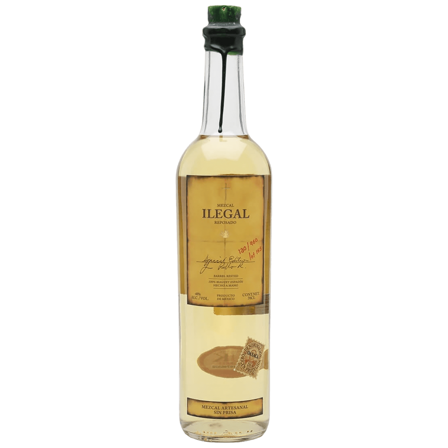 A bottle of Ilegal Reposado Mezcal