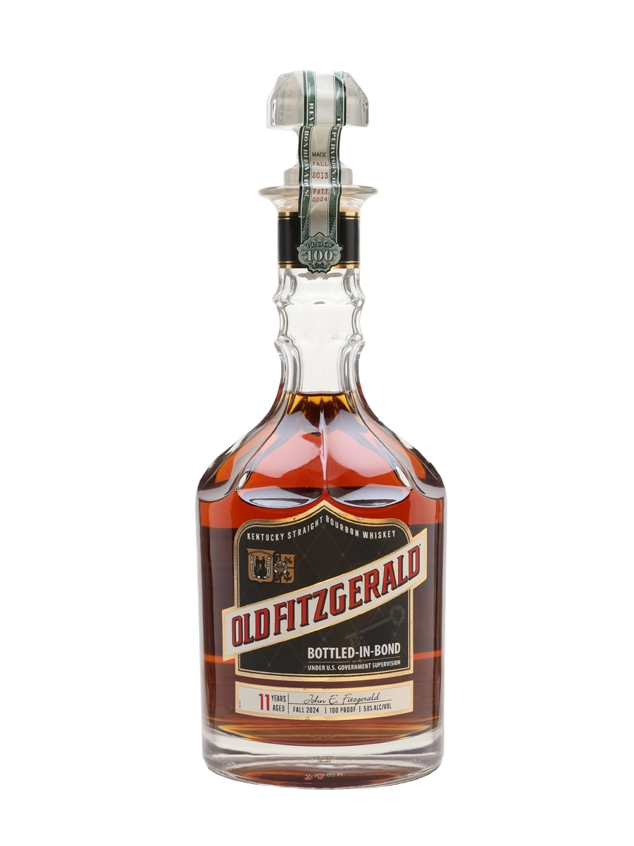 Bottle of Old Fitzgerald Bottled‑in‑Bond 11 Year Old Kentucky straight bourbon Fall 2013 – Fall 2024 Edition in diamond decanter from Blenheim Vintners London.