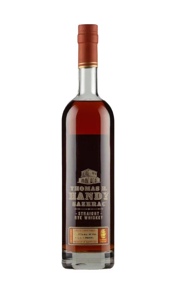 Bottle of Thomas H. Handy Sazerac Rye 2025 from Buffalo Trace Antique Collection, on display at Blenheim Vintners London NW8.