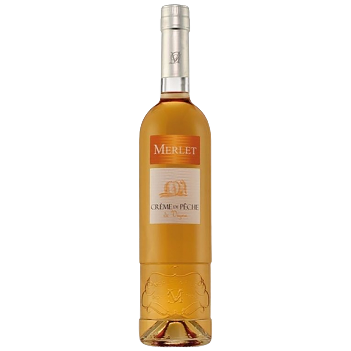 A bottle of Merlet Crème de Pêche