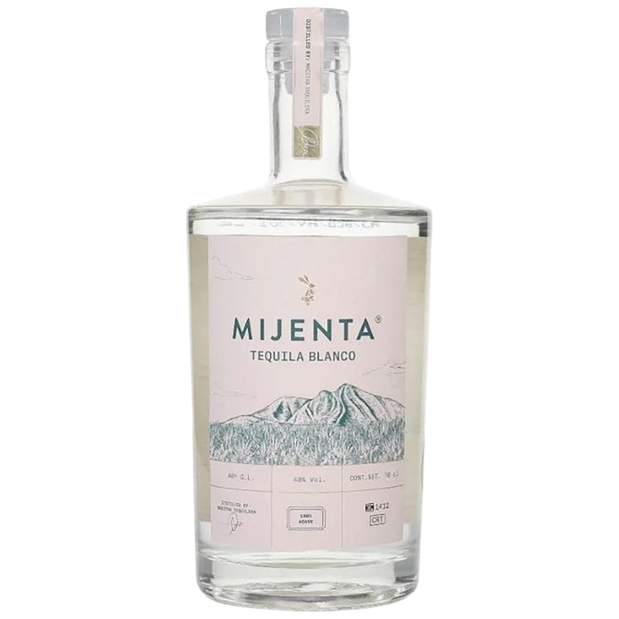 A bottle of Mijenta Blanco Tequila