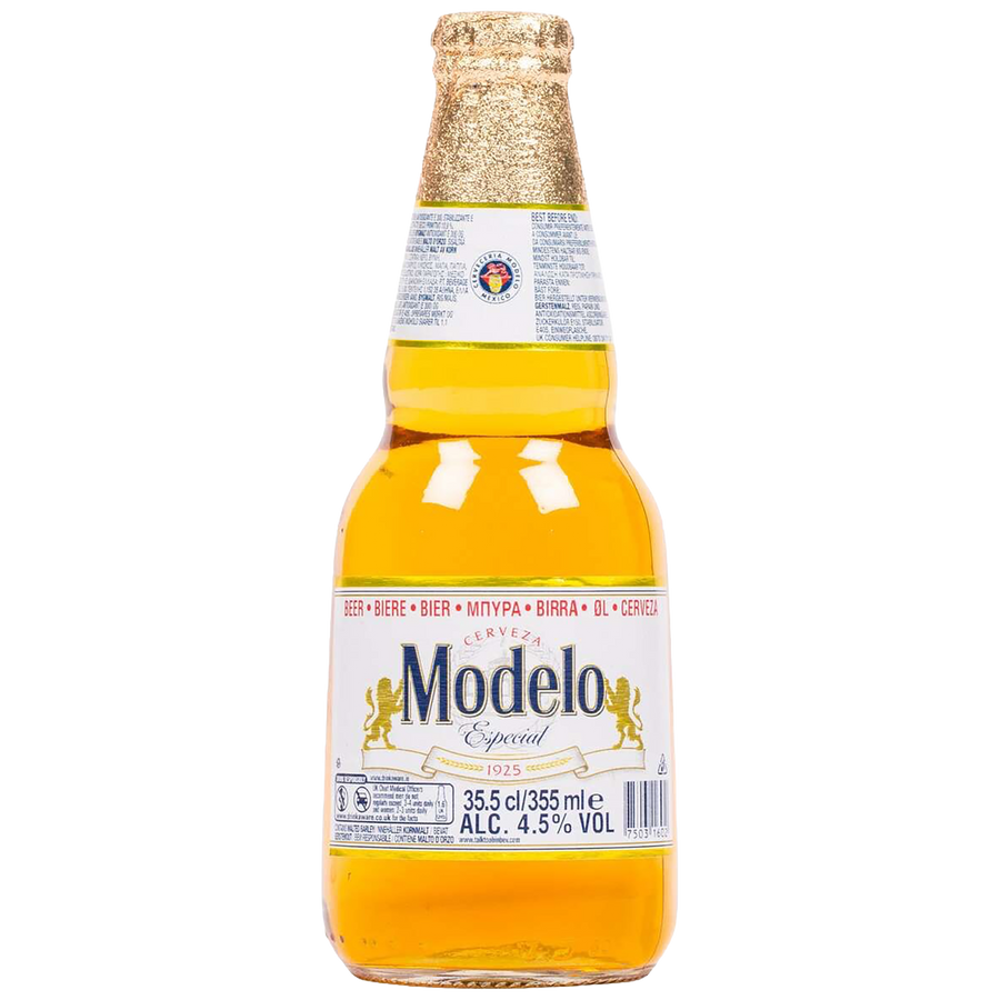 A bottle of Modelo Especial Beer