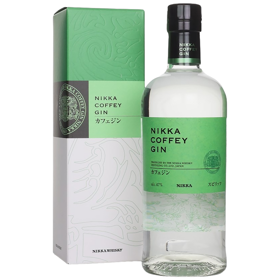 A bottle of Nikka Coffey Gin with a gift box
