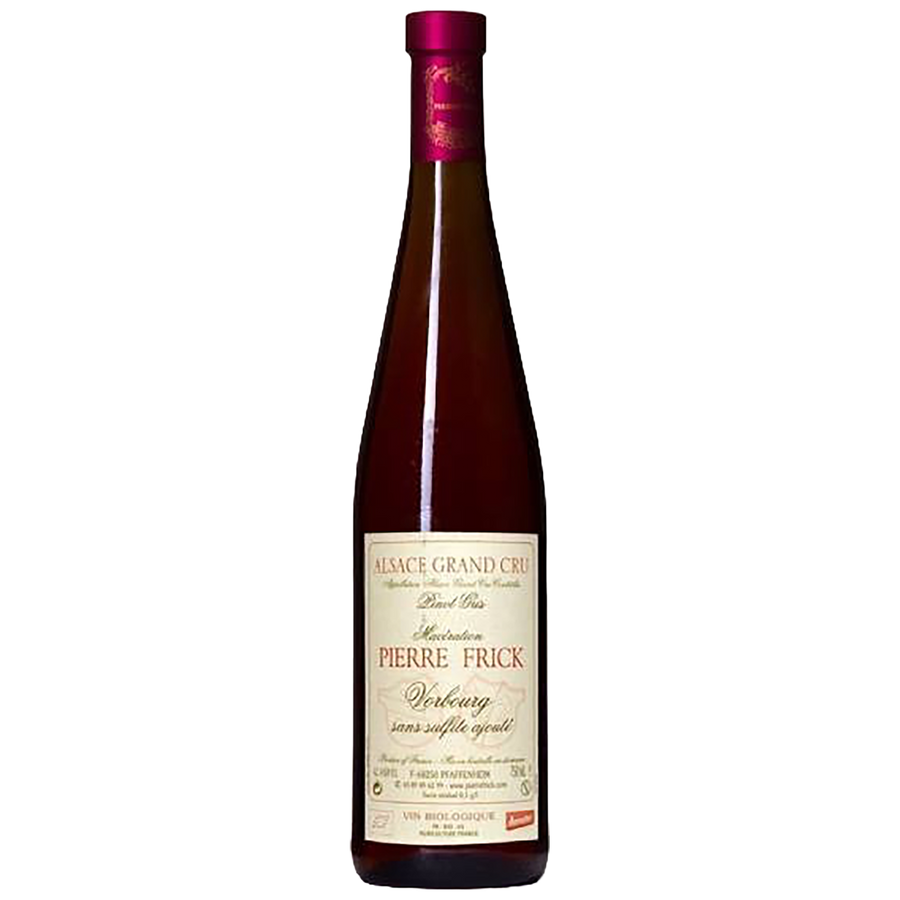 A bottle of Pierre Frick Pinot Gris Macération