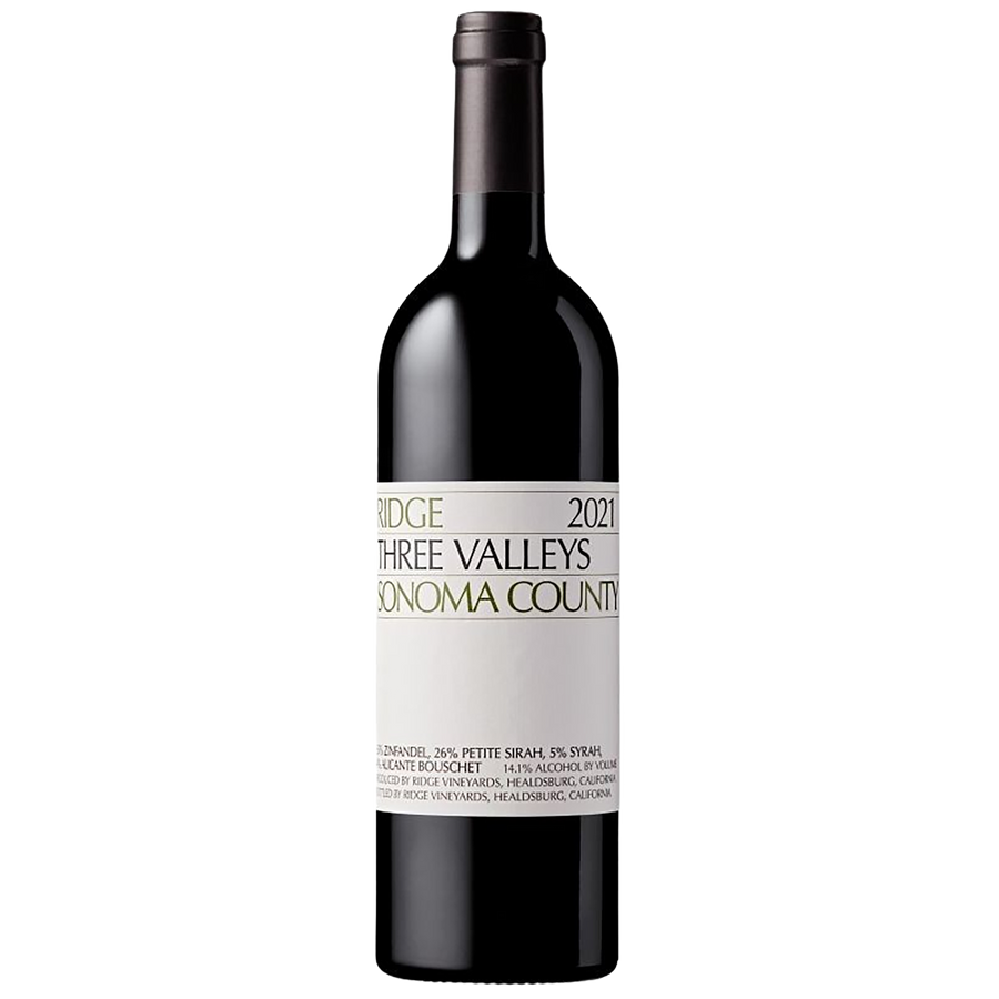 A bottle of Ridge Three Valleys