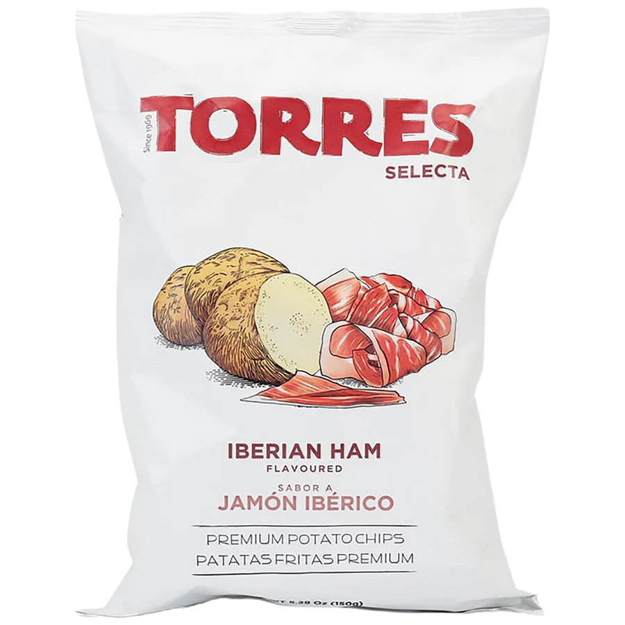 A bag of Torres Iberico Ham Potato Crisps