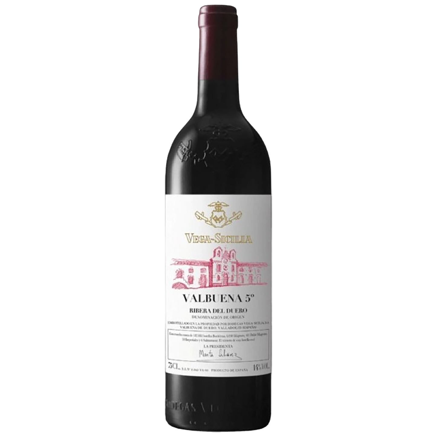 A bottle of Vega Sicilia Valbuena 5°