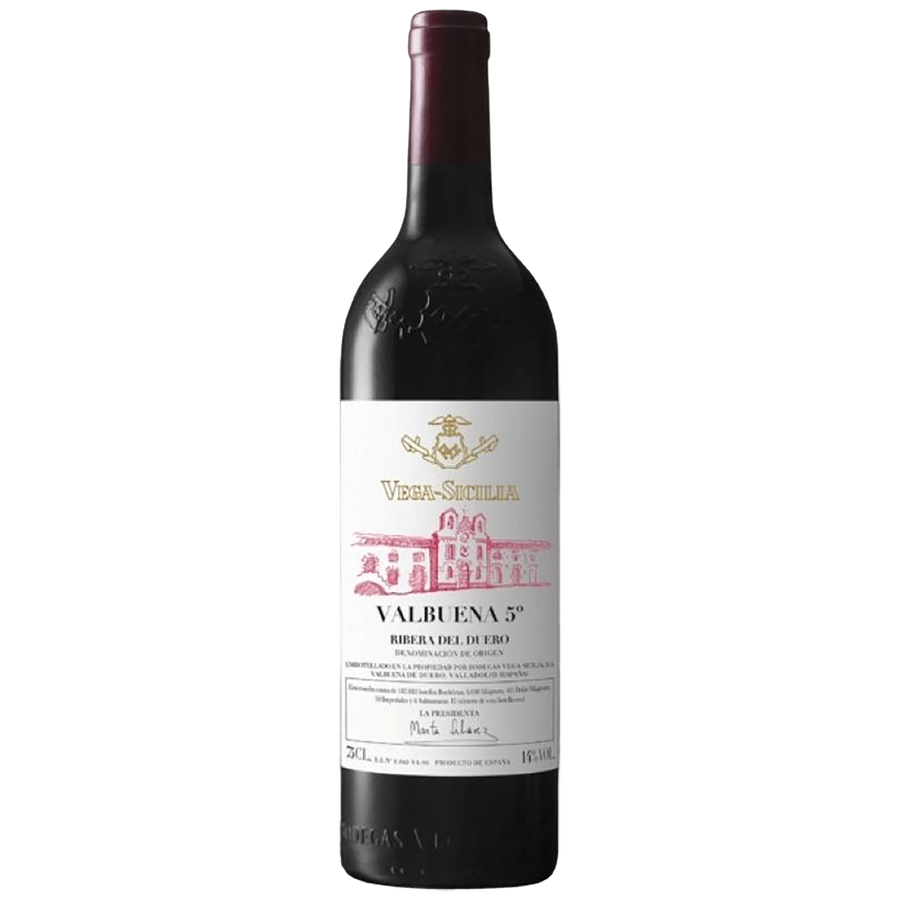 A bottle of Vega Sicilia Valbuena 5°