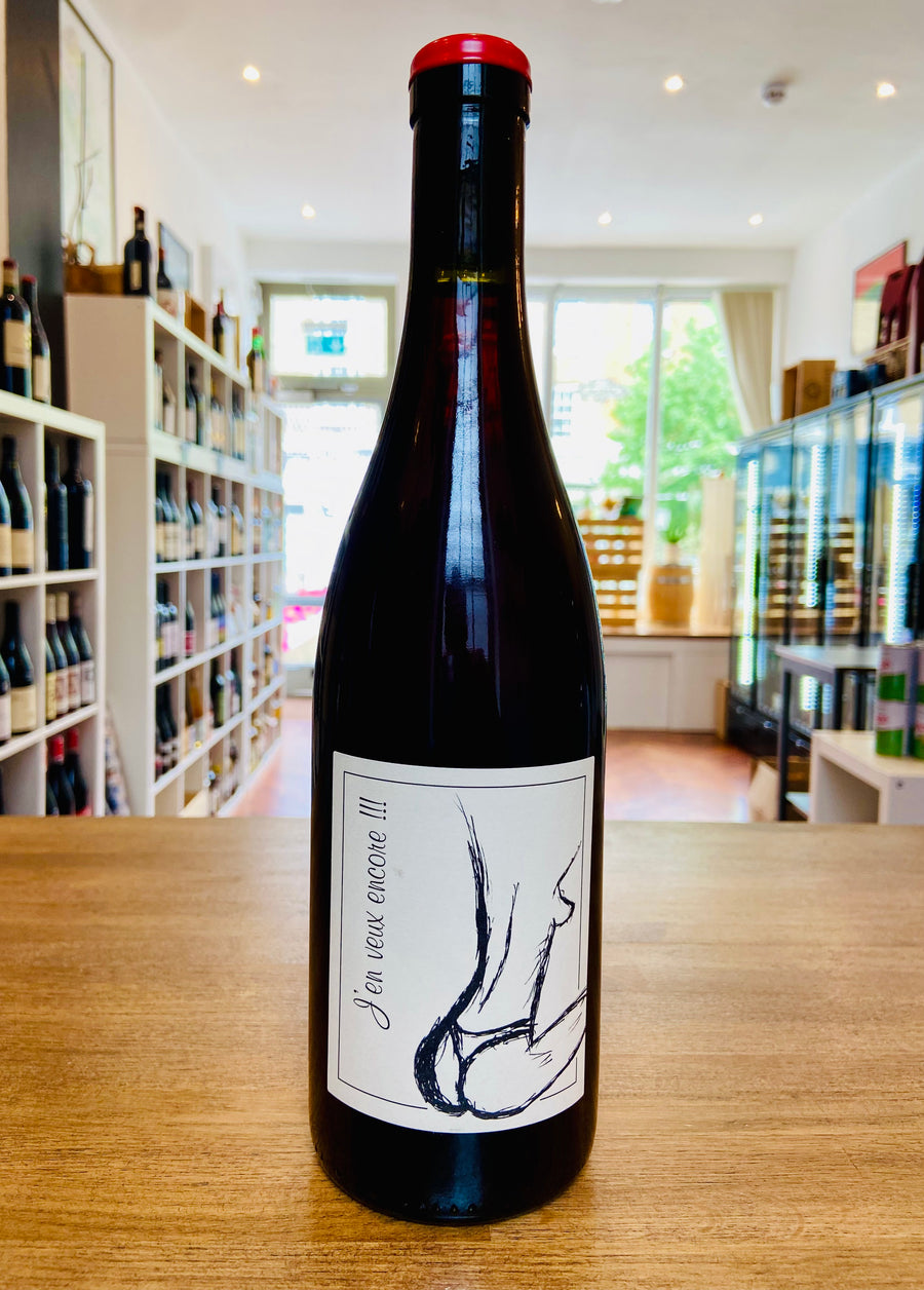 A bottle of Domaine Ganevat J'en Veux Encore Jura wine available at Blenheim Vintners London NW8.