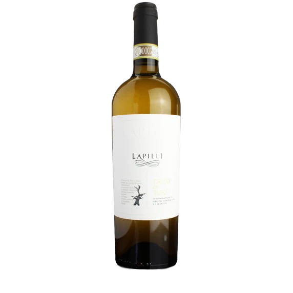 A bottle of white wine Lapilli Greco di Tufo available at Blenheim Vintners NW8.